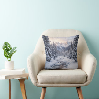 Coussin Hiver de montagne enneigée
