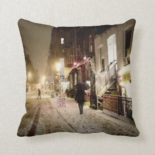 Coussin Hiver de New York - neige du côté est inférieur