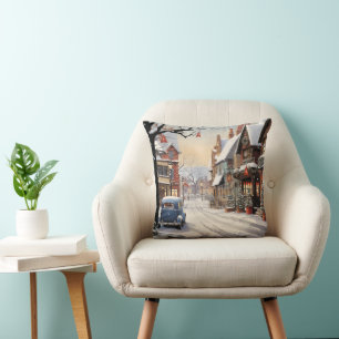 Coussin Hiver Vintage en Ville