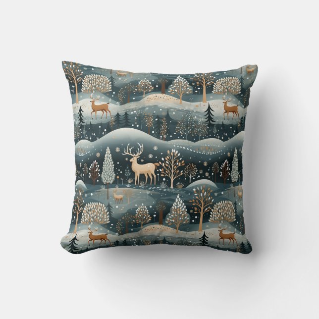 Coussin Hivernal Cerf Wonderland Pillow (Recto)