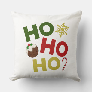 Coussin HO HO HO+Christmas Pudding, bonbons, flocon de nei