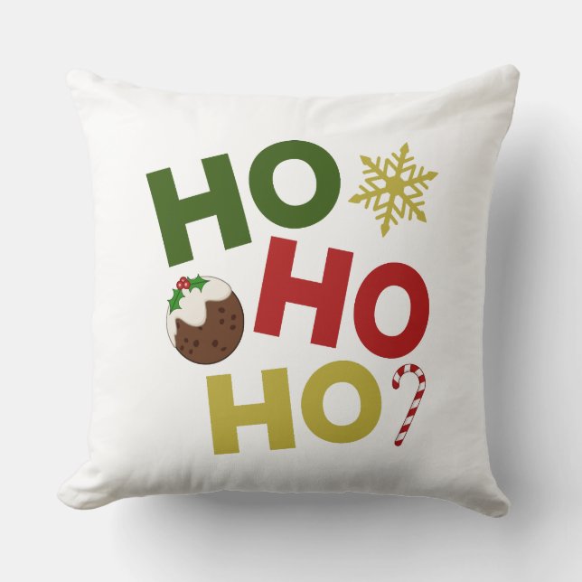 Coussin HO HO HO+Christmas Pudding, bonbons, flocon de nei (Recto)