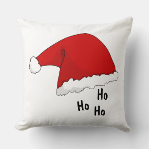 Coussin Ho ho ho Funny Cute santa chapeau rouge et blanc x