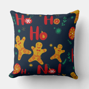 Coussin Ho Ho Ho Oh Non ! Homme de pain d'épices mignon