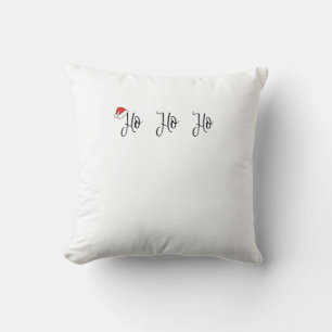 Coussin Ho Ho Ho portant un chapeau de santa rouge