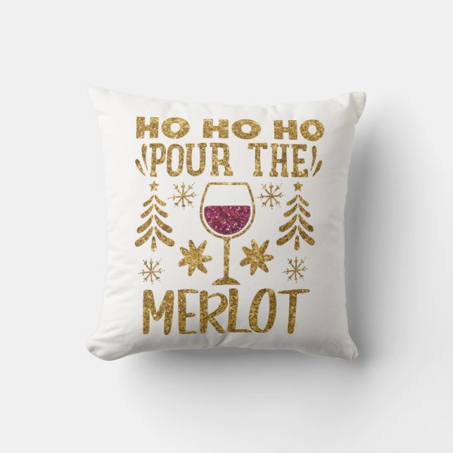 Coussin Ho Ho Ho Pour la Merlot Parties scintillant d'or d (Recto)