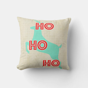 Coussin ho ho ho renne rouge bleu noël