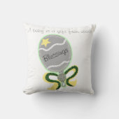 Coussin Hochet bébé argent étoile jaune ruban vert bénédic (Recto)