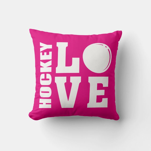 Coussin Hockey amour rose (Recto)