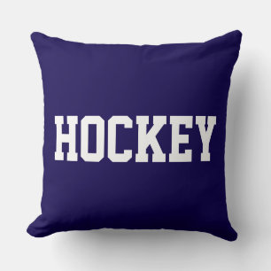 Coussin HOCKEY Amusant Athlétique Texte Blanc Sur Bleu Nui