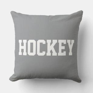 Coussin HOCKEY Texte Blanc Athlétique Sur Gris Clair Sport