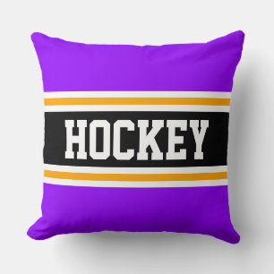 Coussin HOCKEY Violet foncé orange rayures de course