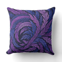 Hokusai Phoenix Cushion | Purple & Blue Feather 