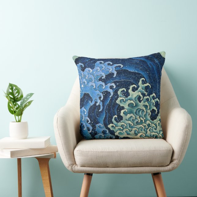 Coussin Hokusai Vague féminine Océan Vintage (Chaise)
