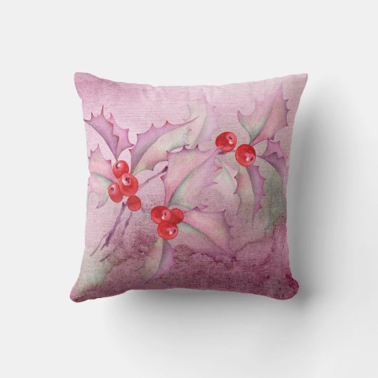 Coussin Holly Berries on Purple (Verso)