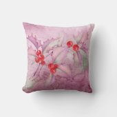 Coussin Holly Berries on Purple (Recto)