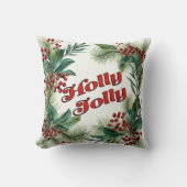 Coussin "Holly Jolly" Script décoratif de Noël & Holly (Recto)