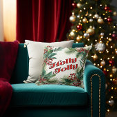 Coussin "Holly Jolly" Script décoratif de Noël & Holly