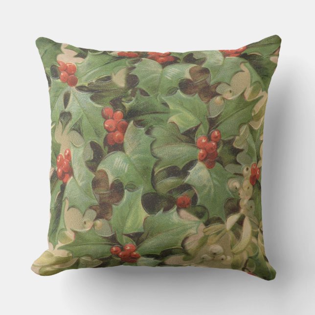 Coussin Holly Tree Noël Vintage (Recto)