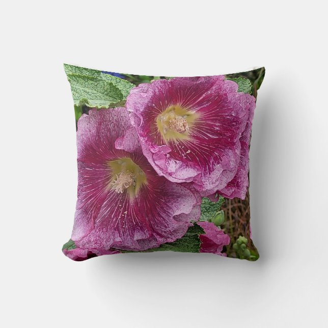 Coussin Hollyhock rose beauté (Recto)