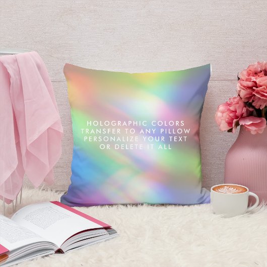 Coussin Hologramme moderne Pastel Arc-en-ciel Sirène Unico