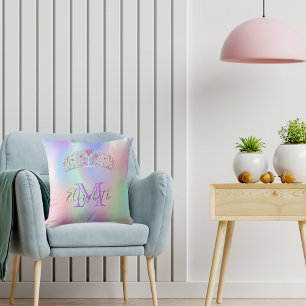 Coussin Hologramme rose ciare arc-en-ciel