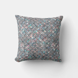 Coussin Holographie des échelles de poissons de sirène gri