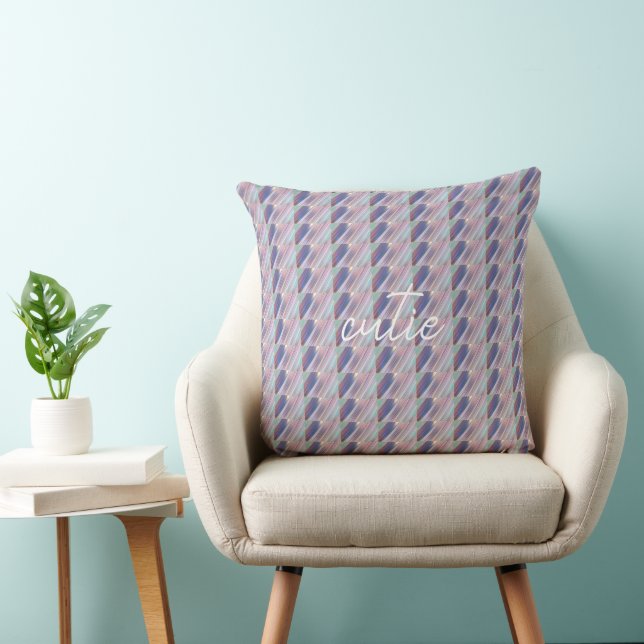 Coussin Holographique Fille Rayée Mignonne (Chaise)
