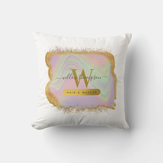 Coussin Holographique Parties scintillant or cheveux et ma (Recto)