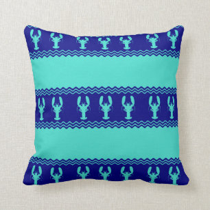 Coussin Homard bleu Motif de la côte turquoise et marine