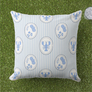 Coussin Homard côtier méditerranéen et azulejo à rayures