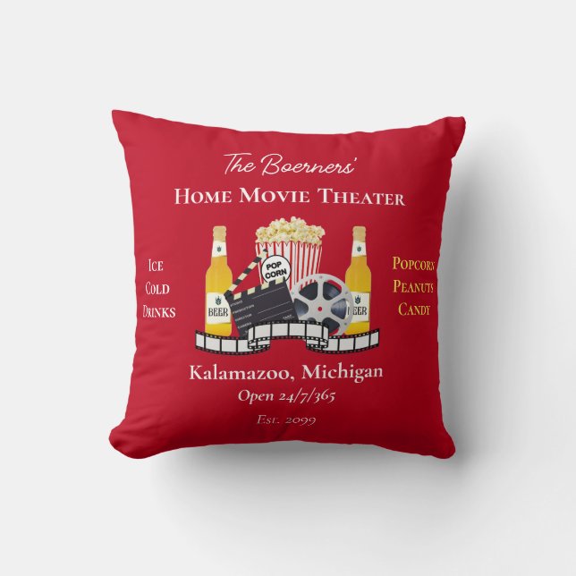 Coussin Home Movie Theater Popcorn Clapperboard Film (Recto)