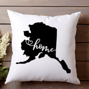 Coussin Home State Outline Heart Alaska