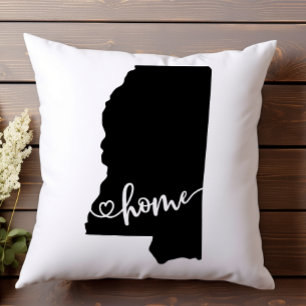 Coussin Home State Outline Heart Mississippi