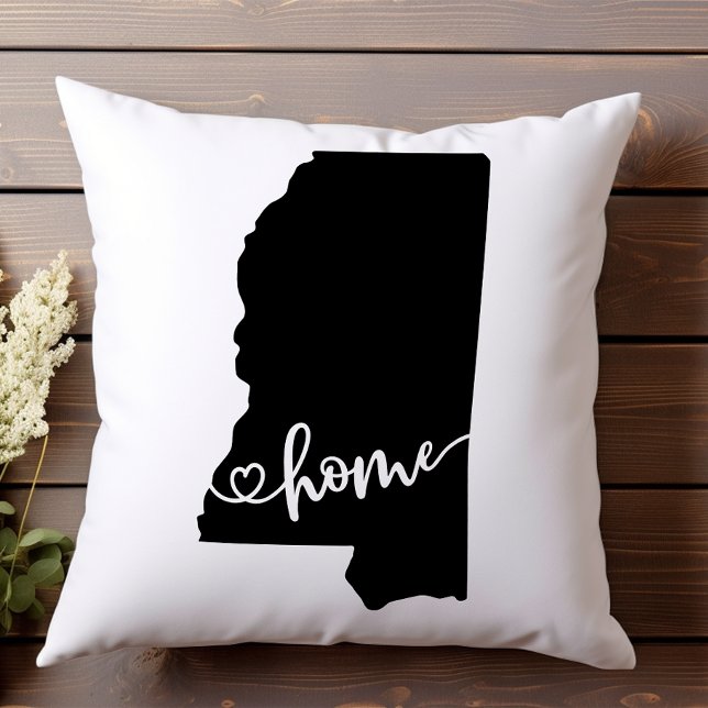Coussin Home State Outline Heart Mississippi (Créateur téléchargé)