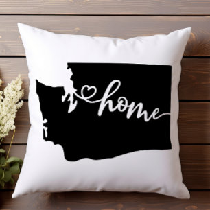 Coussin Home State Outline Heart Washington