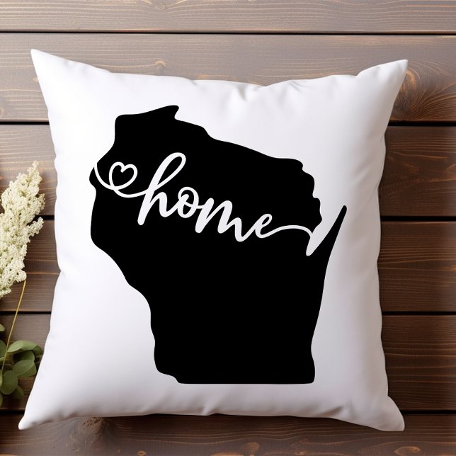Coussin Home State Outline Heart Wisconsin (Créateur téléchargé)