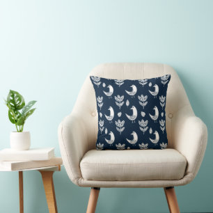 Coussin Home Sweet Home Art populaire Oiseaux scandinave