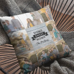 Coussin Home Sweet Home Bois pâle Rustique Photo personnal<br><div class="desc">Rustique coussin photo avec "Home Sweet Home" contre un arrière - plan motif en bois clair que vous pouvez personnaliser avec votre nom et vous pouvez ajouter 8 de vos propres photos. Idéal comme cadeaux pour la famille et les amis ou pour vous-même pour décorer votre maison ou chambre d'hôtes....</div>