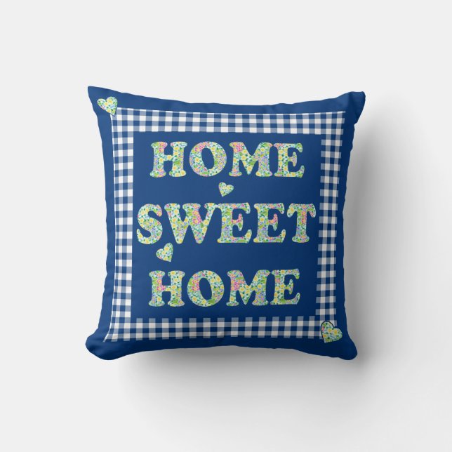 Coussin Home Sweet Home Coussin, Blue Mix'n'Match Motifs (Recto)