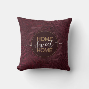 Coussin Home Sweet Home Élégant Maroon botanique d'automne