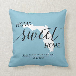 Coussin Home Sweet Home FL State Nom de famille Lancer l'o