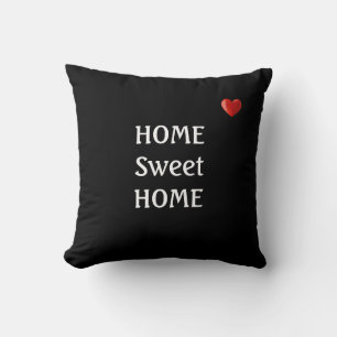 Coussin Home Sweet Home & Heart on Black