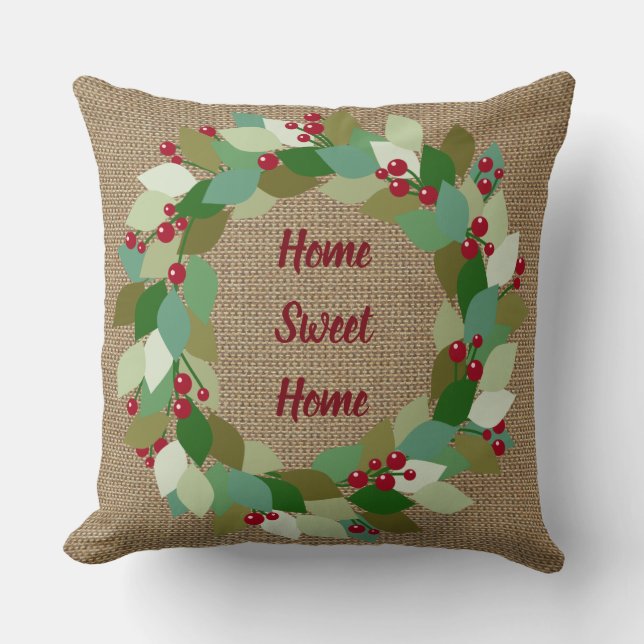 Coussin Home Sweet Home | Holiday Faux Burlap (Recto)