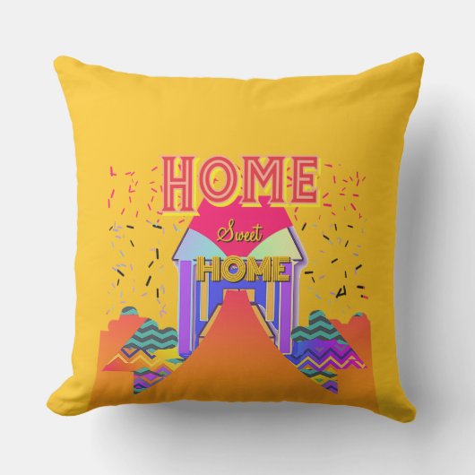 Coussin Home Sweet Home Jaune (Recto)