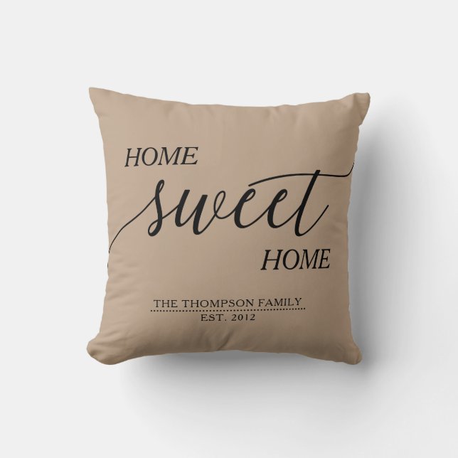 Coussin Home Sweet Home Nom de famille (Recto)