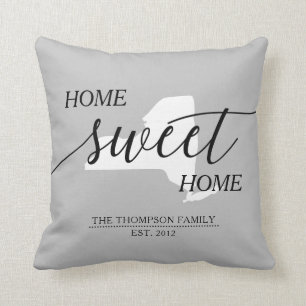 Coussin Home Sweet Home NY Nom de famille Lancer l'oreille