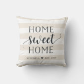 Coussin Home Sweet Home Personnalisé rayé (Recto)