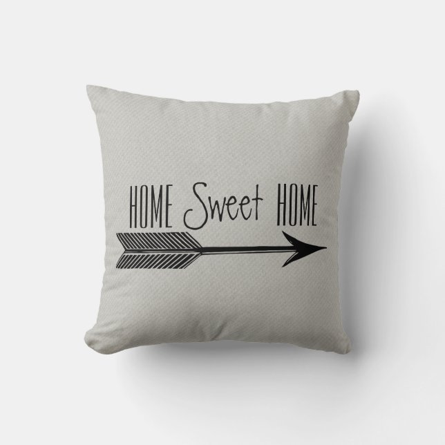 Coussin Home Sweet Home Typographie Avec Flèche (Recto)