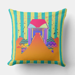 Coussin Home Yellow Aqua Stripe